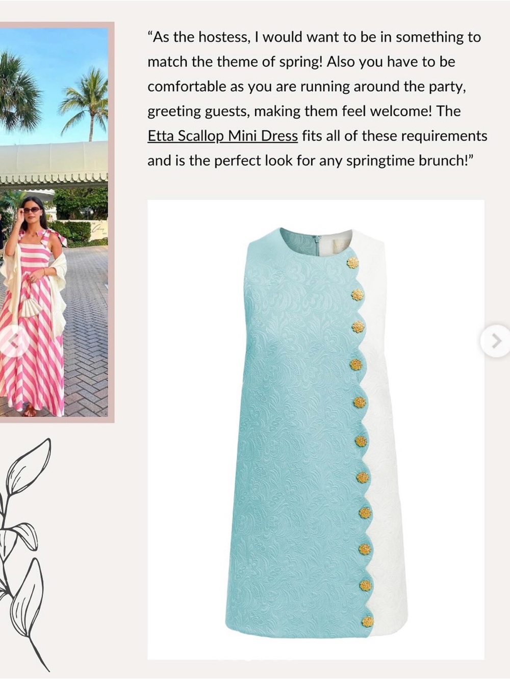 Mestiza New York Etta Mini Shift Dress Aqua White Gold Scallop Detail Size 4 - Picture 3 of 7